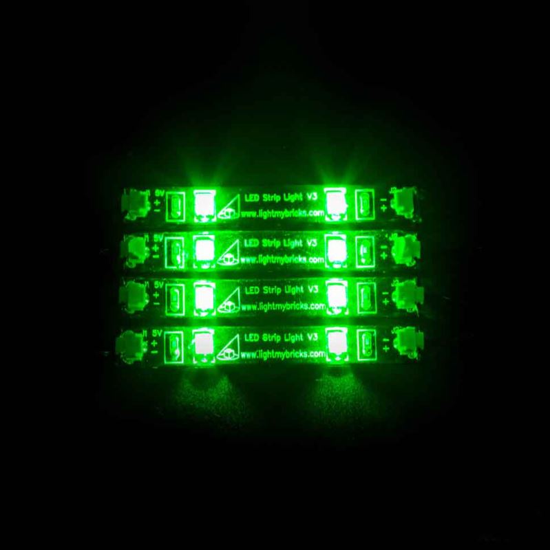 Illuminate-your-Bricks - 1x4 Klebestreifen mit je zwei GRÜNEN LED